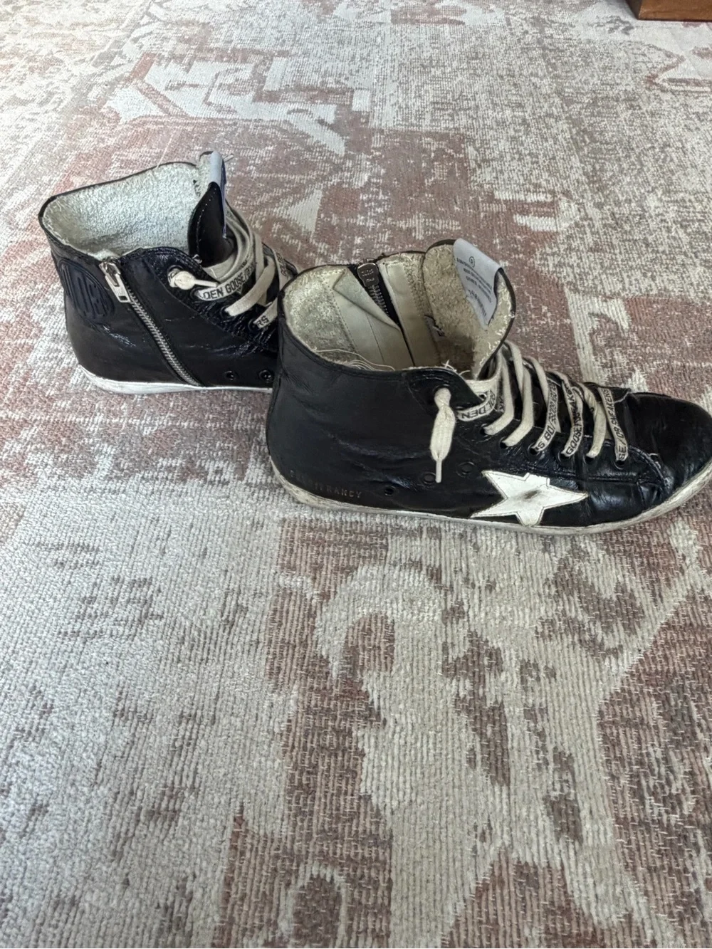 Golden Goose Black High-Top Sneakers with White Laces